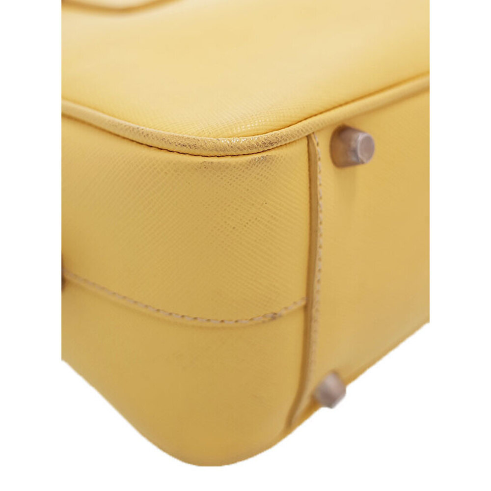 Prada Saffiano leather Bauletto handbag Yellow - Picture 7 of 9
